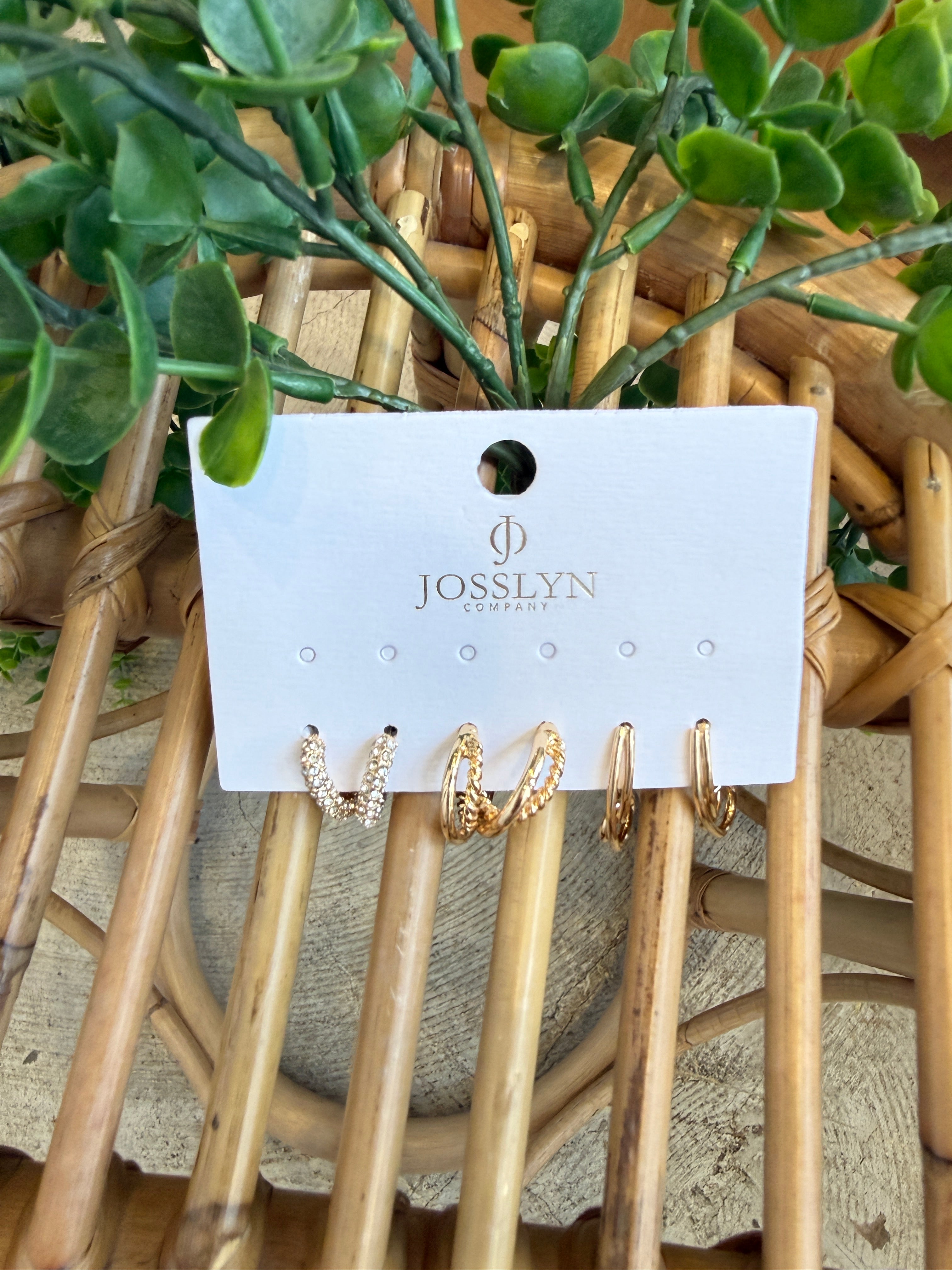 Joss Trio Huggie Hoop Rhinestone Earrings-Earrings-joss-The Silo Boutique, Women's Fashion Boutique Located in Warren and Grand Forks North Dakota