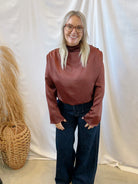 Glam Sienna Mock Neck Top-Long Sleeve Tops-glam-The Silo Boutique, Women's Fashion Boutique Located in Warren and Grand Forks North Dakota