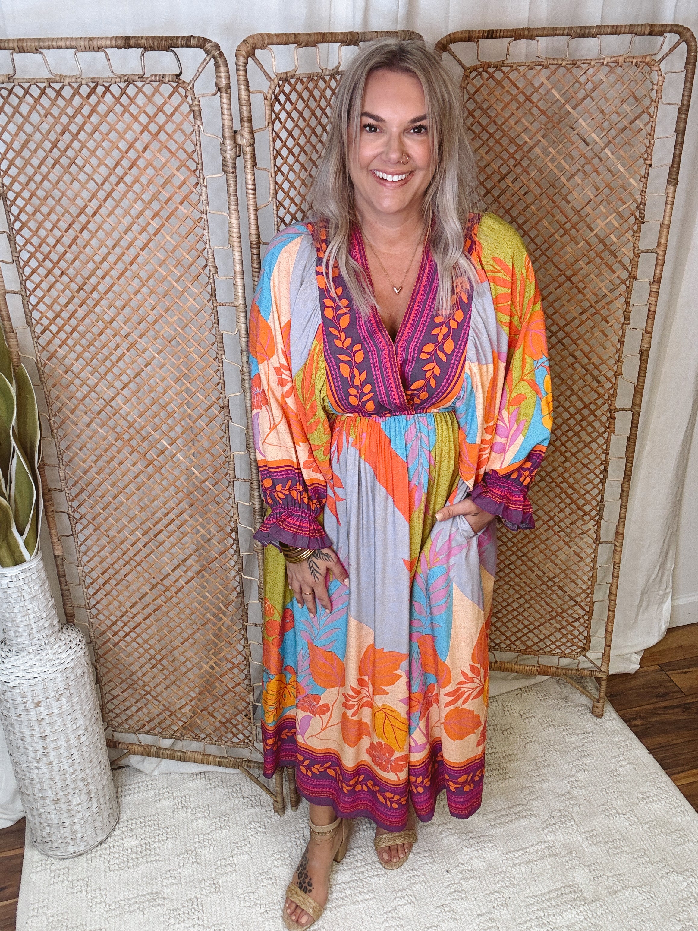 Border Print Dress-Dresses-easel-The Silo Boutique, Women's Fashion Boutique Located in Warren and Grand Forks North Dakota