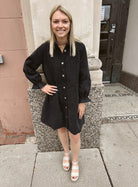 Black Washed Denim Shirt Dress-Final Sale Online Only-Dresses-blue B-The Silo Boutique, Women's Fashion Boutique Located in Warren and Grand Forks North Dakota