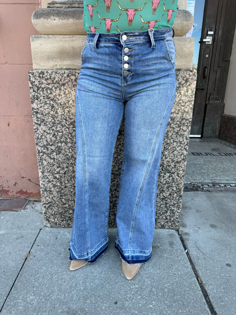 Risen Seam Flare Jeans-Jeans-risen-The Silo Boutique, Women's Fashion Boutique Located in Warren and Grand Forks North Dakota