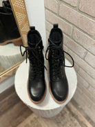 Soda Velour Lug Boot Shoe-Black-Boots-soda-The Silo Boutique, Women's Fashion Boutique Located in Warren and Grand Forks North Dakota