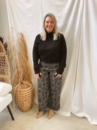 Black Floral Pants-Pants-entro-The Silo Boutique, Women's Fashion Boutique Located in Warren and Grand Forks North Dakota