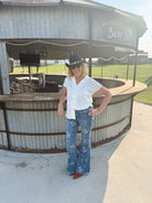 Kancan Floral Flare Jeans-Jeans-Kancan-The Silo Boutique, Women's Fashion Boutique Located in Warren and Grand Forks North Dakota