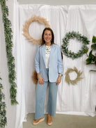 Blue and White Stripe Blazer-Blazers-skies are blue-The Silo Boutique, Women's Fashion Boutique Located in Warren and Grand Forks North Dakota