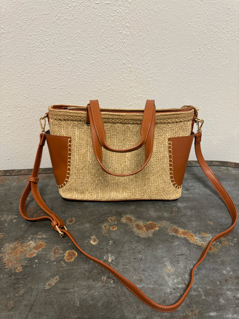 Straw Side Pocket Tote Bag-Purses-princess purse-The Silo Boutique, Women's Fashion Boutique Located in Warren and Grand Forks North Dakota