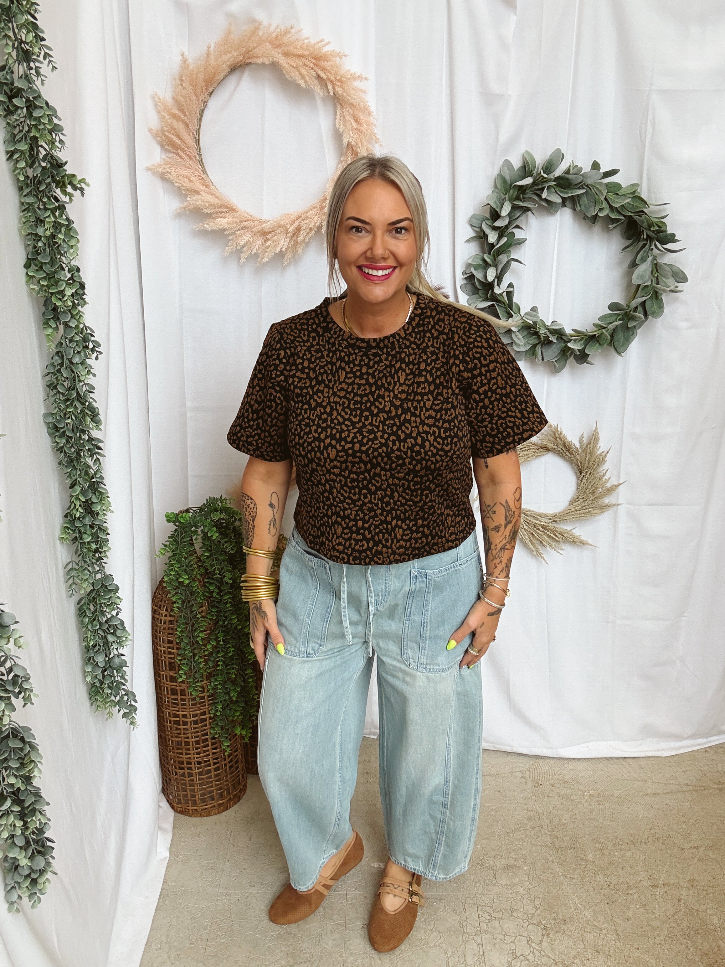 Wild and Boxy Leopard Top-Short Sleeve Tops-eesome-The Silo Boutique, Women's Fashion Boutique Located in Warren and Grand Forks North Dakota