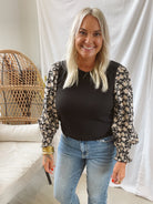 Stacy Floral Sleeve Top-Long Sleeve Tops-stacatto-The Silo Boutique, Women's Fashion Boutique Located in Warren and Grand Forks North Dakota