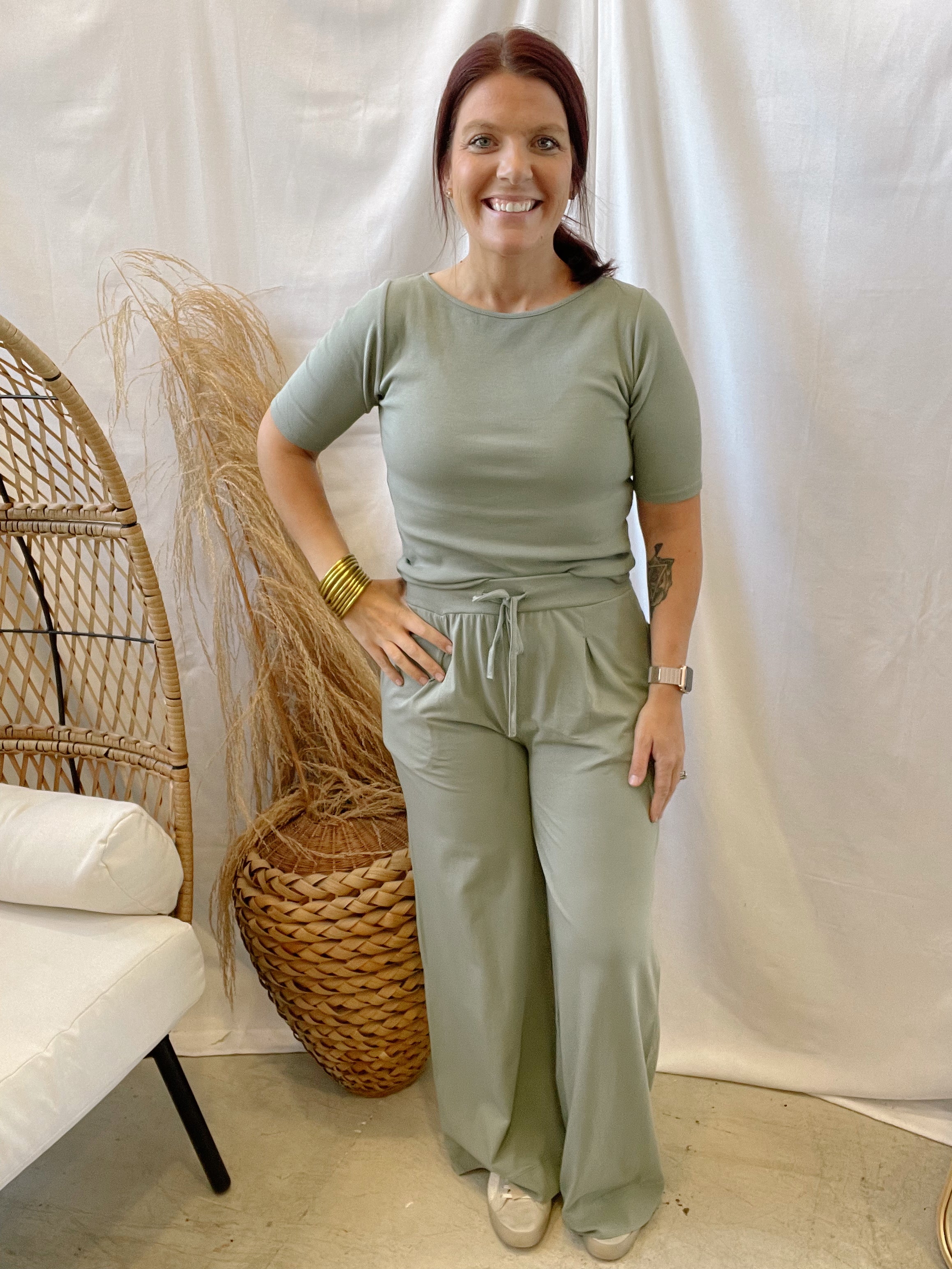 Sage Vintage Ease Set-Outfit Sets-mono b-The Silo Boutique, Women's Fashion Boutique Located in Warren and Grand Forks North Dakota