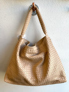 Leather Basket Weave Tote Purse-Purses-iccco-The Silo Boutique, Women's Fashion Boutique Located in Warren and Grand Forks North Dakota