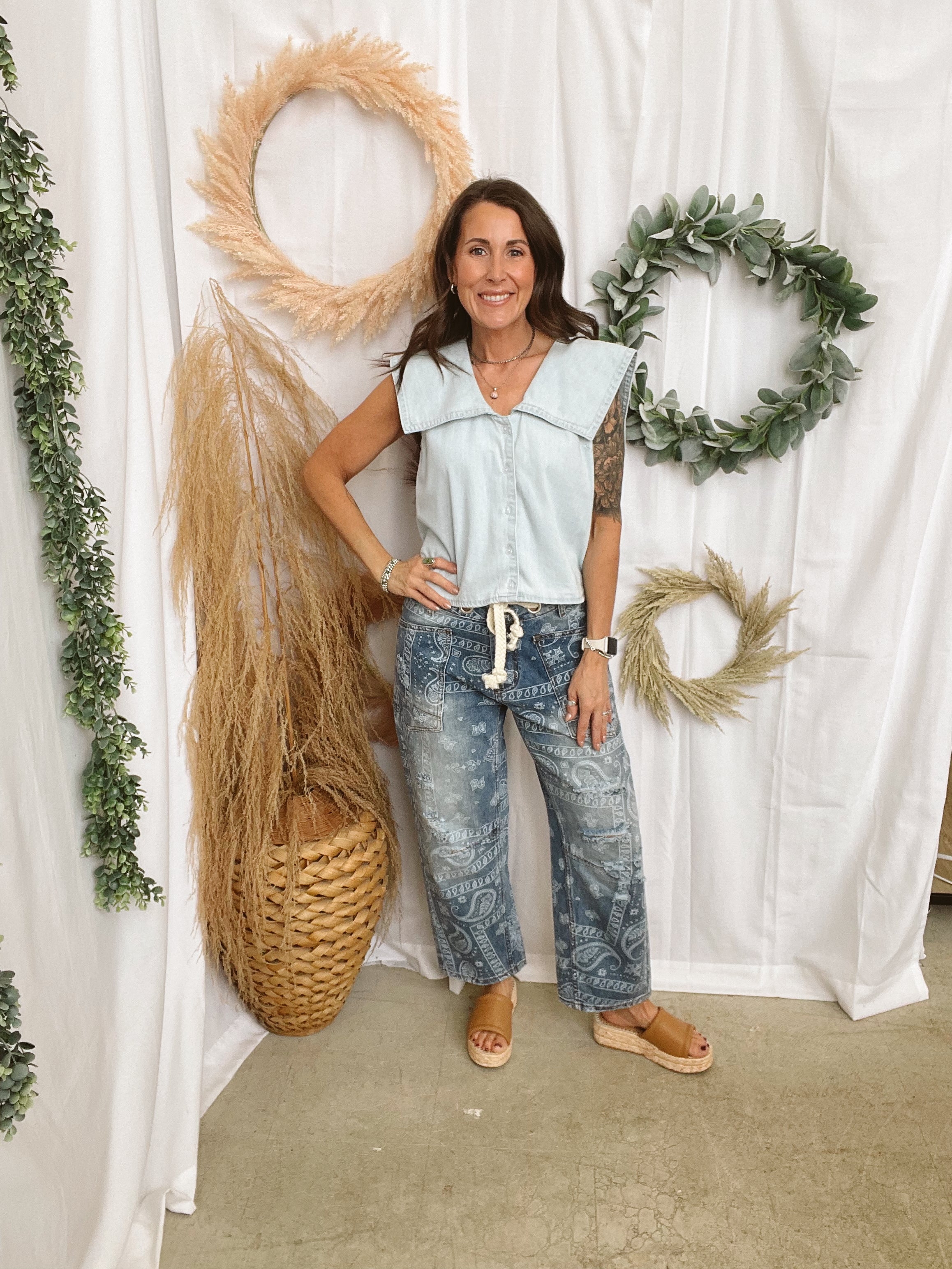 Denim Sailor Top-Tank Tops-wishlist-The Silo Boutique, Women's Fashion Boutique Located in Warren and Grand Forks North Dakota