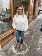 Davi Loose Fit Sweatshirt-White-Sweatshirts-davi-The Silo Boutique, Women's Fashion Boutique Located in Warren and Grand Forks North Dakota