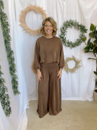 Modal Crop Crewneck Sweatshirt-Brown-Sweatshirts-curds-The Silo Boutique, Women's Fashion Boutique Located in Warren and Grand Forks North Dakota