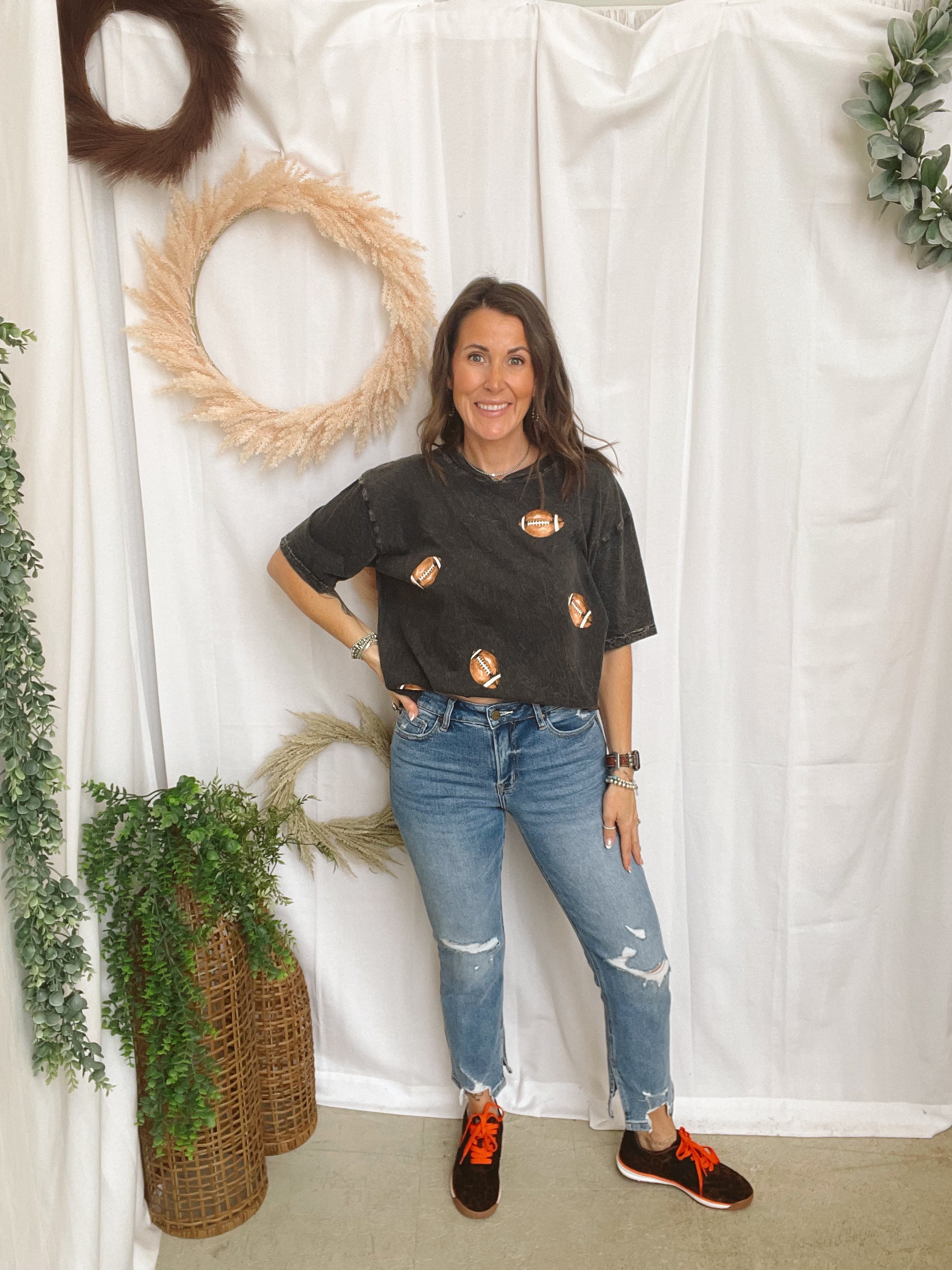 Mineral Ash Football Graphic Tee-Graphic Tees-faire-The Silo Boutique, Women's Fashion Boutique Located in Warren and Grand Forks North Dakota