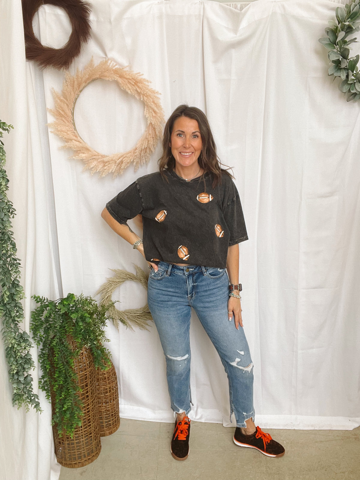 Mineral Ash Football Graphic Tee-Graphic Tees-faire-The Silo Boutique, Women's Fashion Boutique Located in Warren and Grand Forks North Dakota