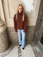 Turtleneck Oversized Knit Sweater-Mocha-Long Sleeve Tops-bluivy-The Silo Boutique, Women's Fashion Boutique Located in Warren and Grand Forks North Dakota