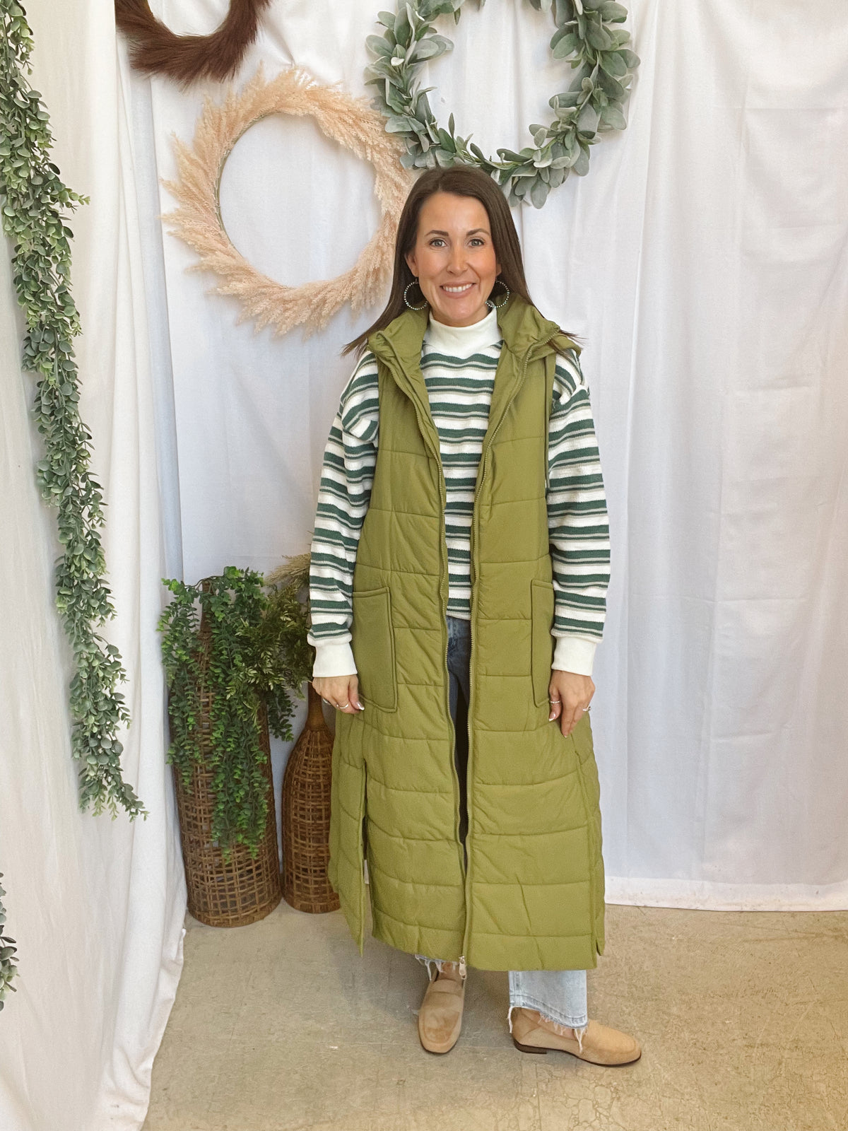Blakely Wild Oak Vest-Olive-Vests-blakeley-The Silo Boutique, Women's Fashion Boutique Located in Warren and Grand Forks North Dakota