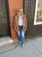 Double Zipper Sweatshirt Top-Cappuccino-Sweatshirts-ENTRO-The Silo Boutique, Women's Fashion Boutique Located in Warren and Grand Forks North Dakota