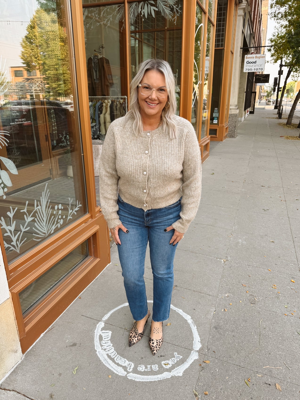 Taupe Sweater Cardigan with Pearls-Cardigans-workshop-The Silo Boutique, Women's Fashion Boutique Located in Warren and Grand Forks North Dakota