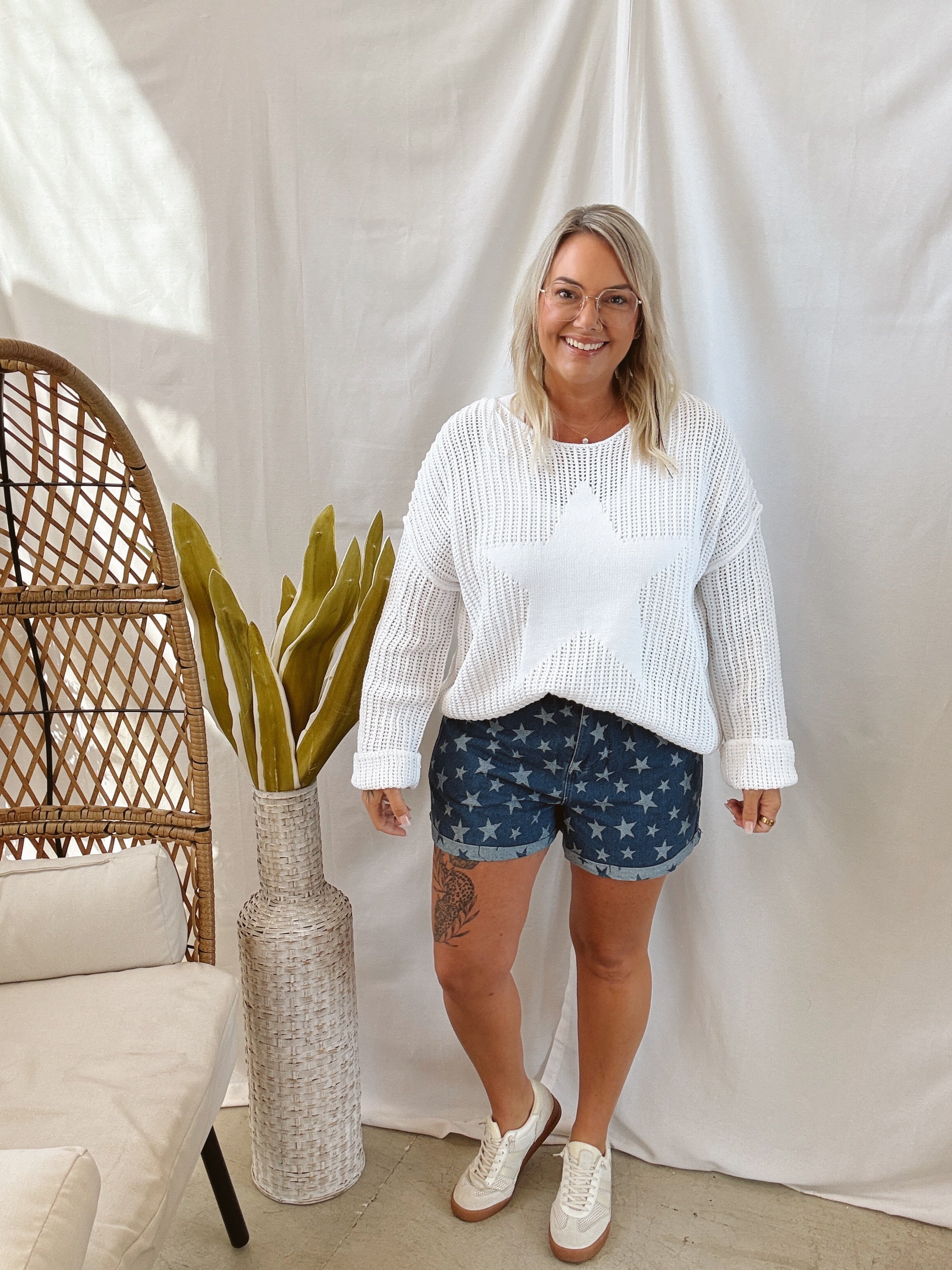 Shoot for the Stars Shorts-Shorts-she and sky-The Silo Boutique, Women's Fashion Boutique Located in Warren and Grand Forks North Dakota