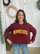 Leia Minnesota Pom Sweater-Maroon-Sweaters-Leia-The Silo Boutique, Women's Fashion Boutique Located in Warren and Grand Forks North Dakota