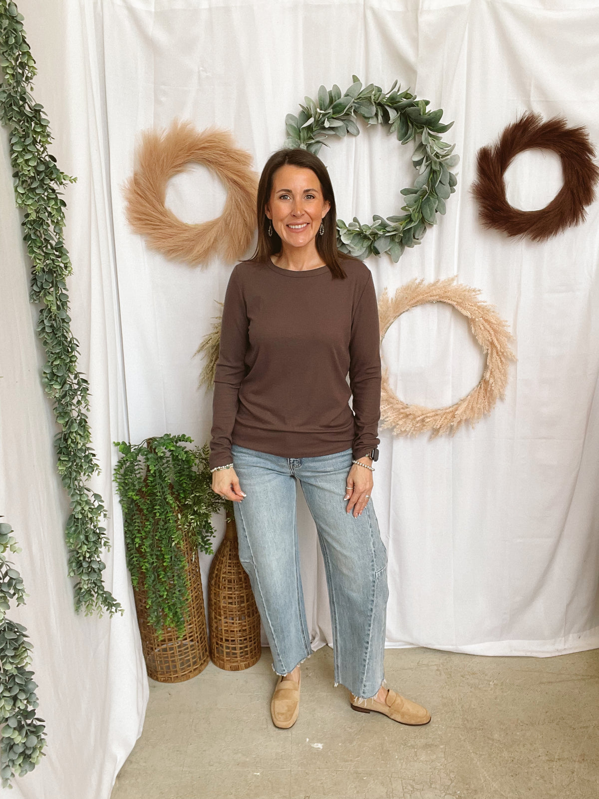 Lindsey Ribbed Long Sleeve Top-Brown-Long Sleeve Tops-staccato-The Silo Boutique, Women's Fashion Boutique Located in Warren and Grand Forks North Dakota