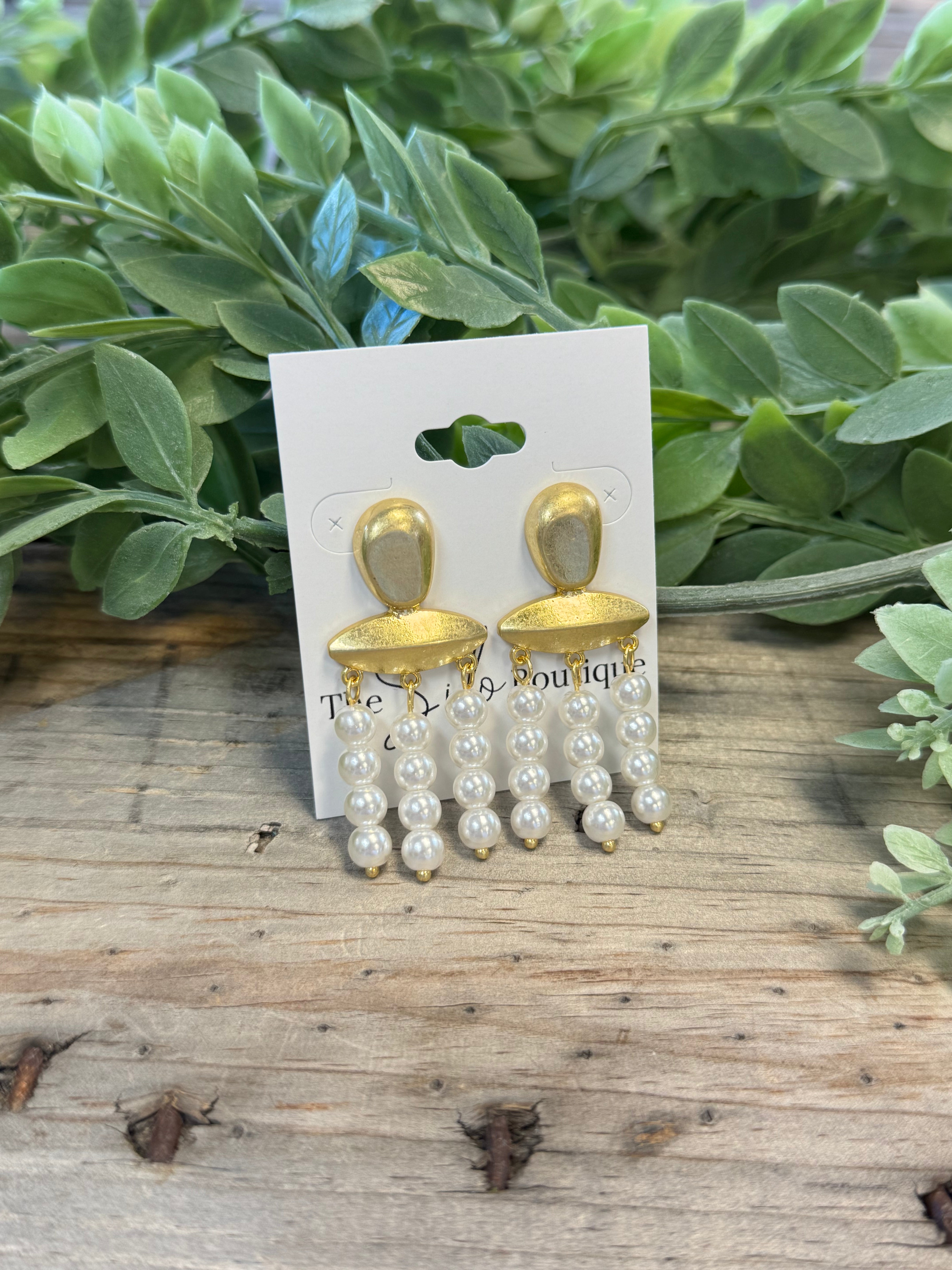 Trio Pearl Strand Earrings-Earrings-kenze-The Silo Boutique, Women's Fashion Boutique Located in Warren and Grand Forks North Dakota