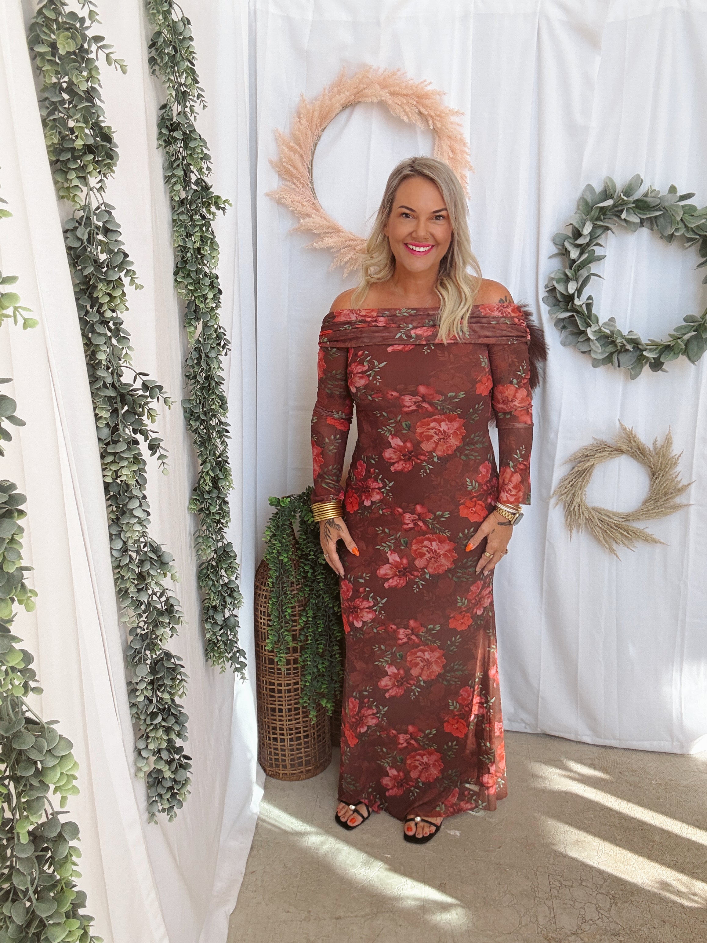 Feeling Fine Floral Dress-Brown-Dresses-hyfve-The Silo Boutique, Women's Fashion Boutique Located in Warren and Grand Forks North Dakota
