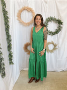 Skies Green Tiered Dress-Dresses-skies are blue-The Silo Boutique, Women's Fashion Boutique Located in Warren and Grand Forks North Dakota