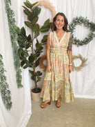 Yellow Multi Print Maxi Dress-Dresses-skies are blue-The Silo Boutique, Women's Fashion Boutique Located in Warren and Grand Forks North Dakota