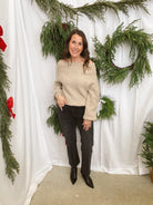 Oat Off the Shoulder Sweater-Sweaters-tictoc-The Silo Boutique, Women's Fashion Boutique Located in Warren and Grand Forks North Dakota