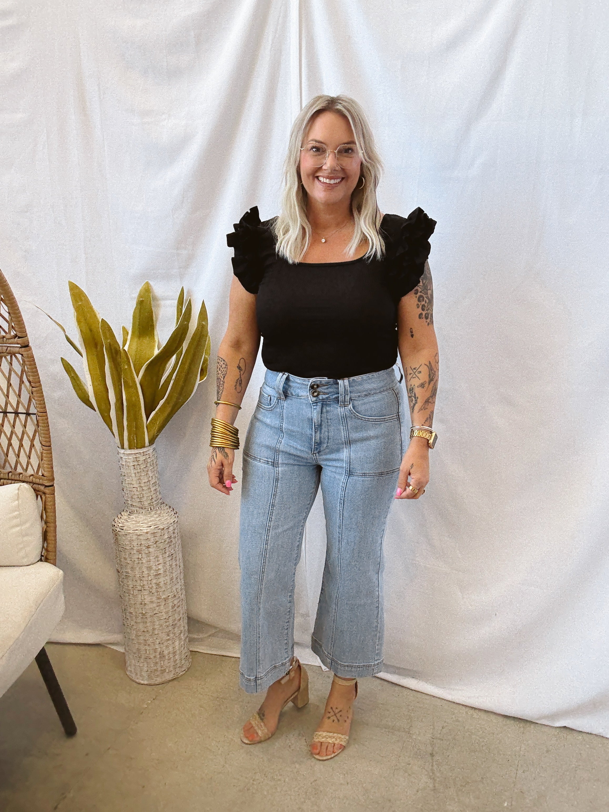 Easy Ruffle Top-Black-Final Sale-Tank Tops-eesome-The Silo Boutique, Women's Fashion Boutique Located in Warren and Grand Forks North Dakota