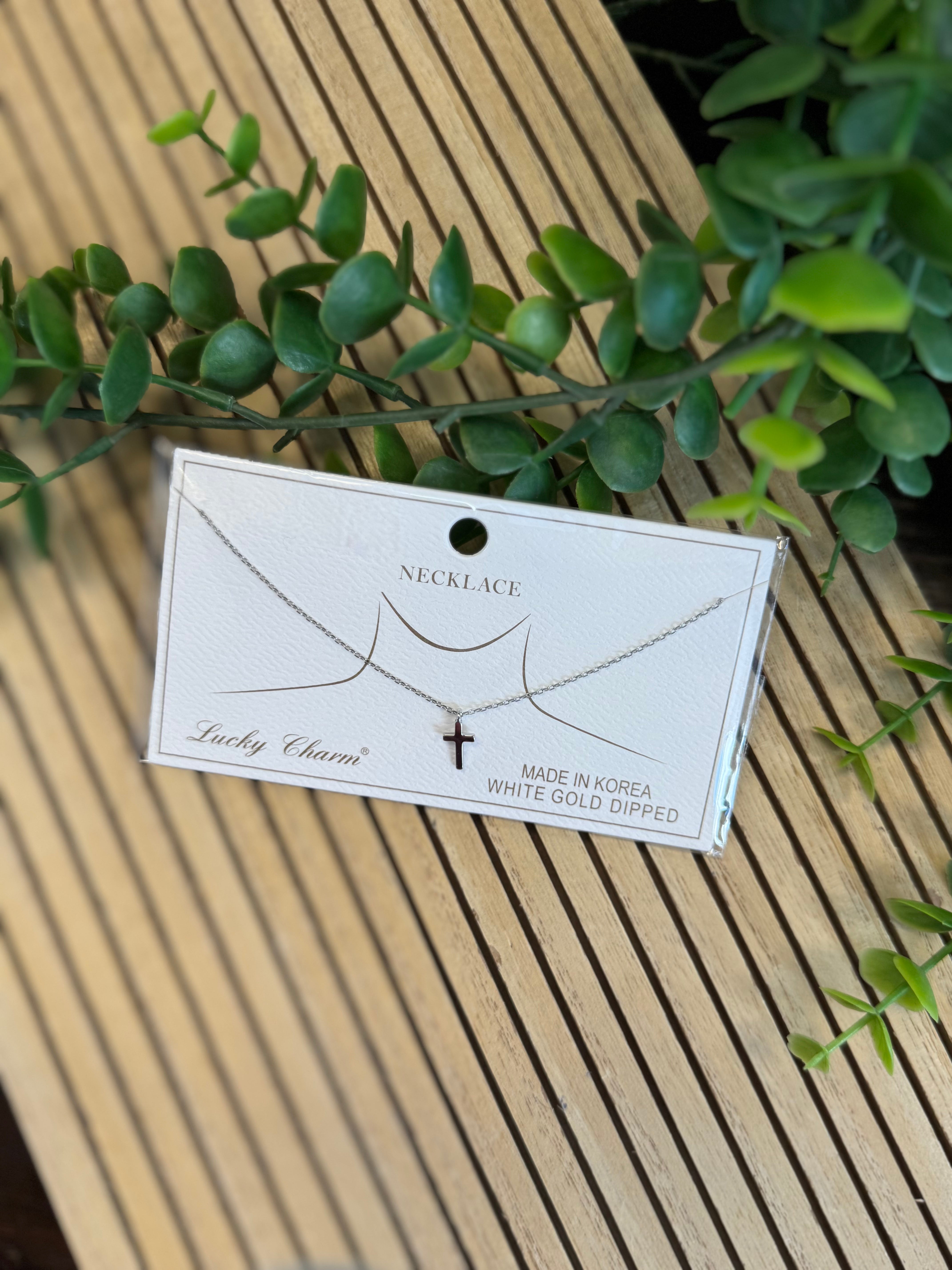 Molly Small Cross Necklace - Silver-Necklaces-Dallas Market-The Silo Boutique, Women's Fashion Boutique Located in Warren and Grand Forks North Dakota