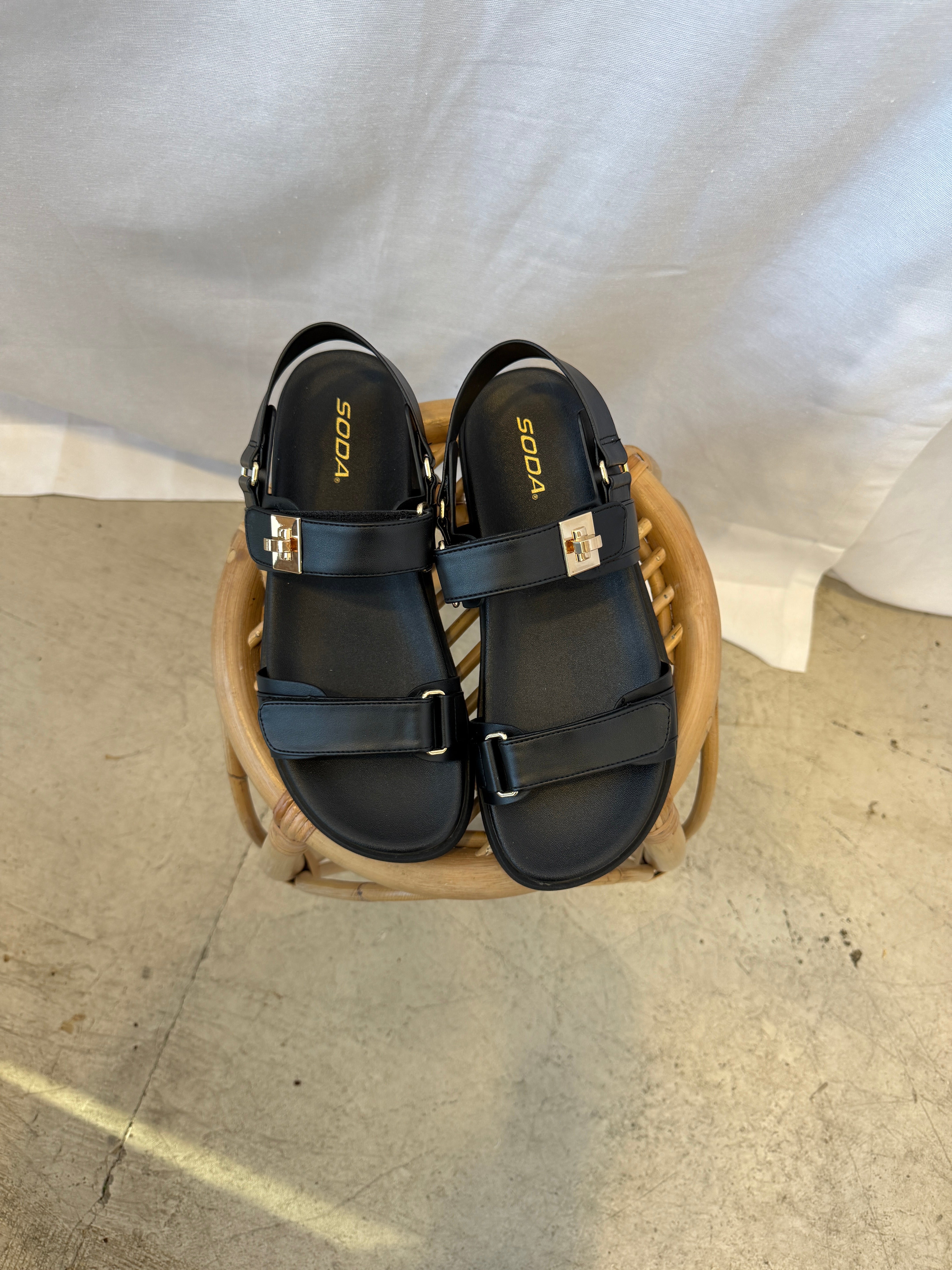 Soda Cobber Sandal Black-Sandals-soda-The Silo Boutique, Women's Fashion Boutique Located in Warren and Grand Forks North Dakota