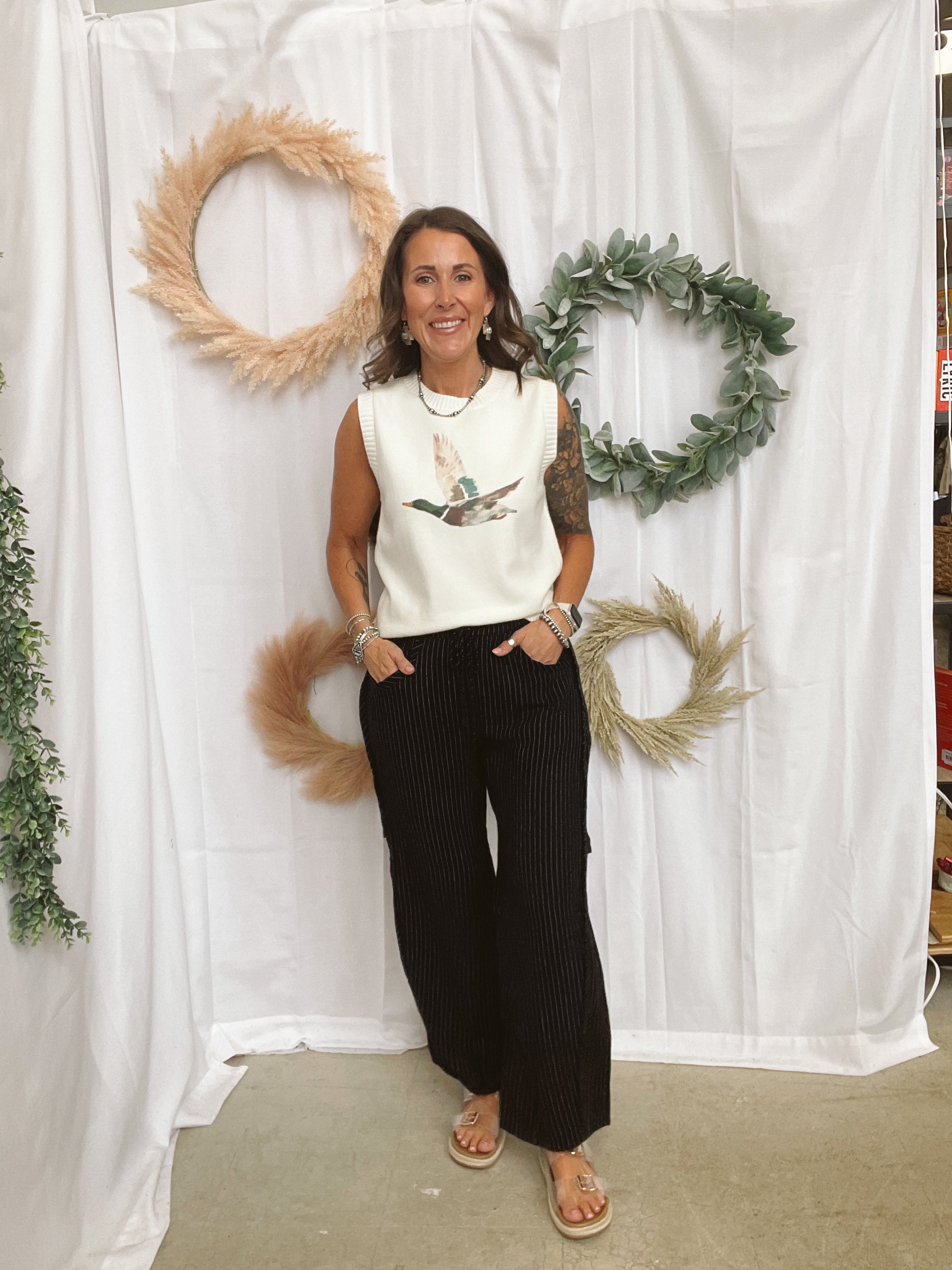 The Lovey Striped Pants-Black-The Silo Boutique-The Silo Boutique, Women's Fashion Boutique Located in Warren and Grand Forks North Dakota