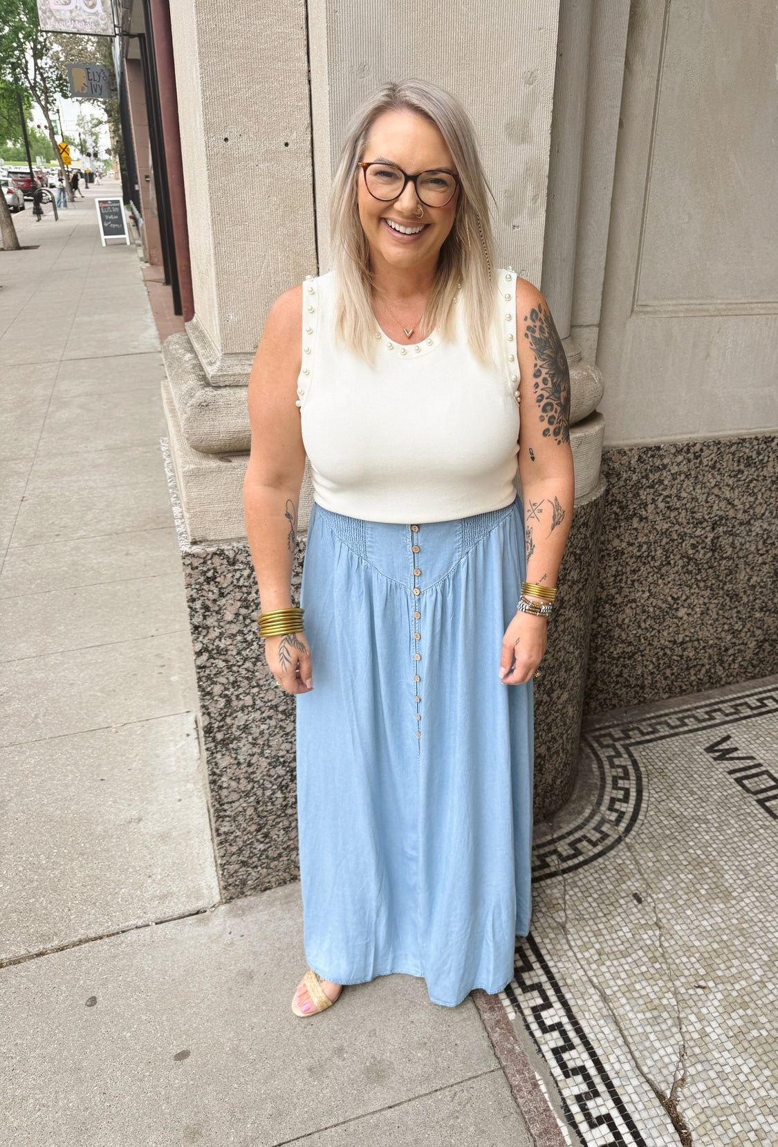 Cream Pearl Sweater Tank Top-Tank Tops-entro-The Silo Boutique, Women's Fashion Boutique Located in Warren and Grand Forks North Dakota