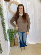 Be Cool Plus Crew Long Sleeve Top-Walnut-Long Sleeve Tops-be cool-The Silo Boutique, Women's Fashion Boutique Located in Warren and Grand Forks North Dakota