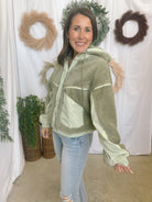 Connie Sherpa Jacket-Sage-Coats & Jackets-hyfve-The Silo Boutique, Women's Fashion Boutique Located in Warren and Grand Forks North Dakota