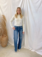 Textured Cable Knit Sweater-Cream-Sweaters-hyfve-The Silo Boutique, Women's Fashion Boutique Located in Warren and Grand Forks North Dakota