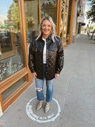 Ellison Black Quilted Shacket-Coats & Jackets-ellison-The Silo Boutique, Women's Fashion Boutique Located in Warren and Grand Forks North Dakota