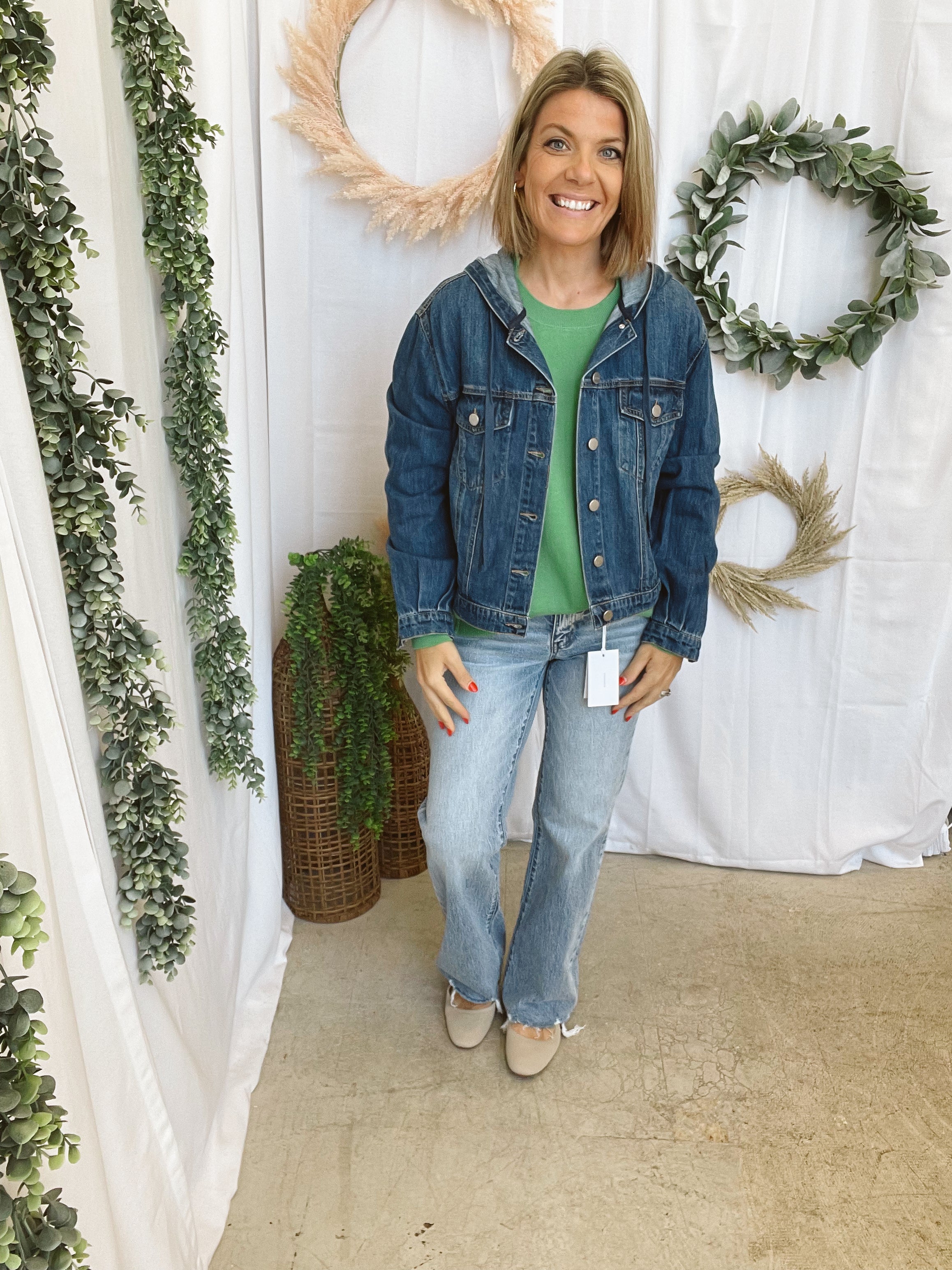 Risen Denim Jacket With Hoodie-Coats & Jackets-risen-The Silo Boutique, Women's Fashion Boutique Located in Warren and Grand Forks North Dakota