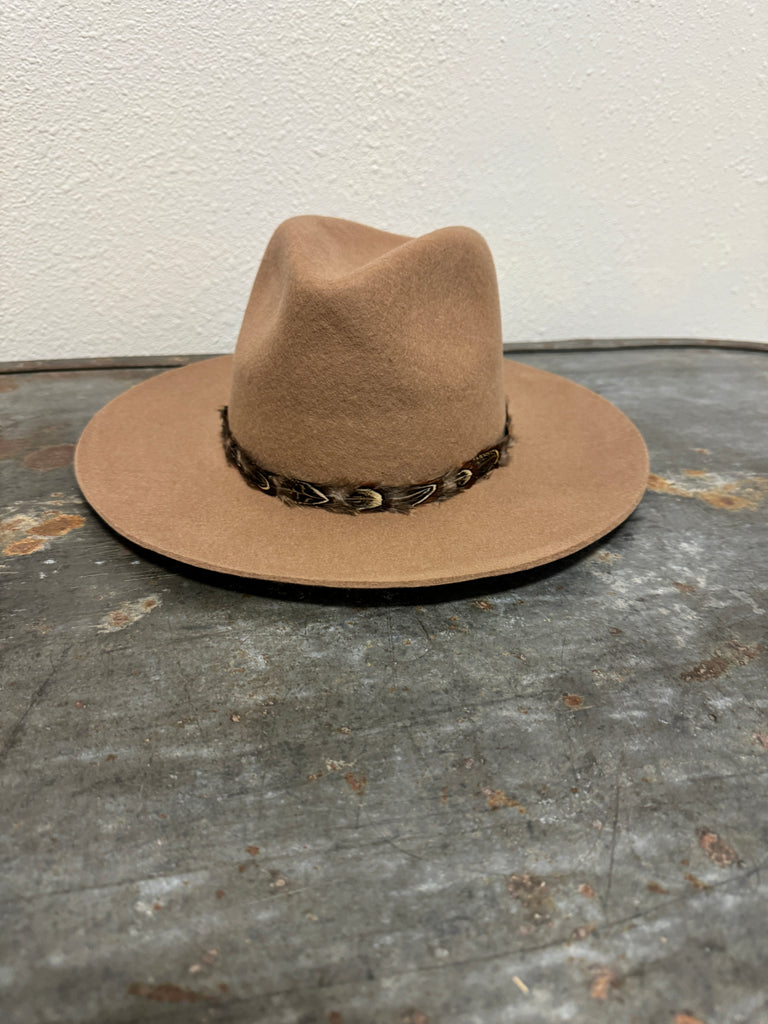 Pecan Feather Band Hat-Hats-Olive and Pique-The Silo Boutique, Women's Fashion Boutique Located in Warren and Grand Forks North Dakota