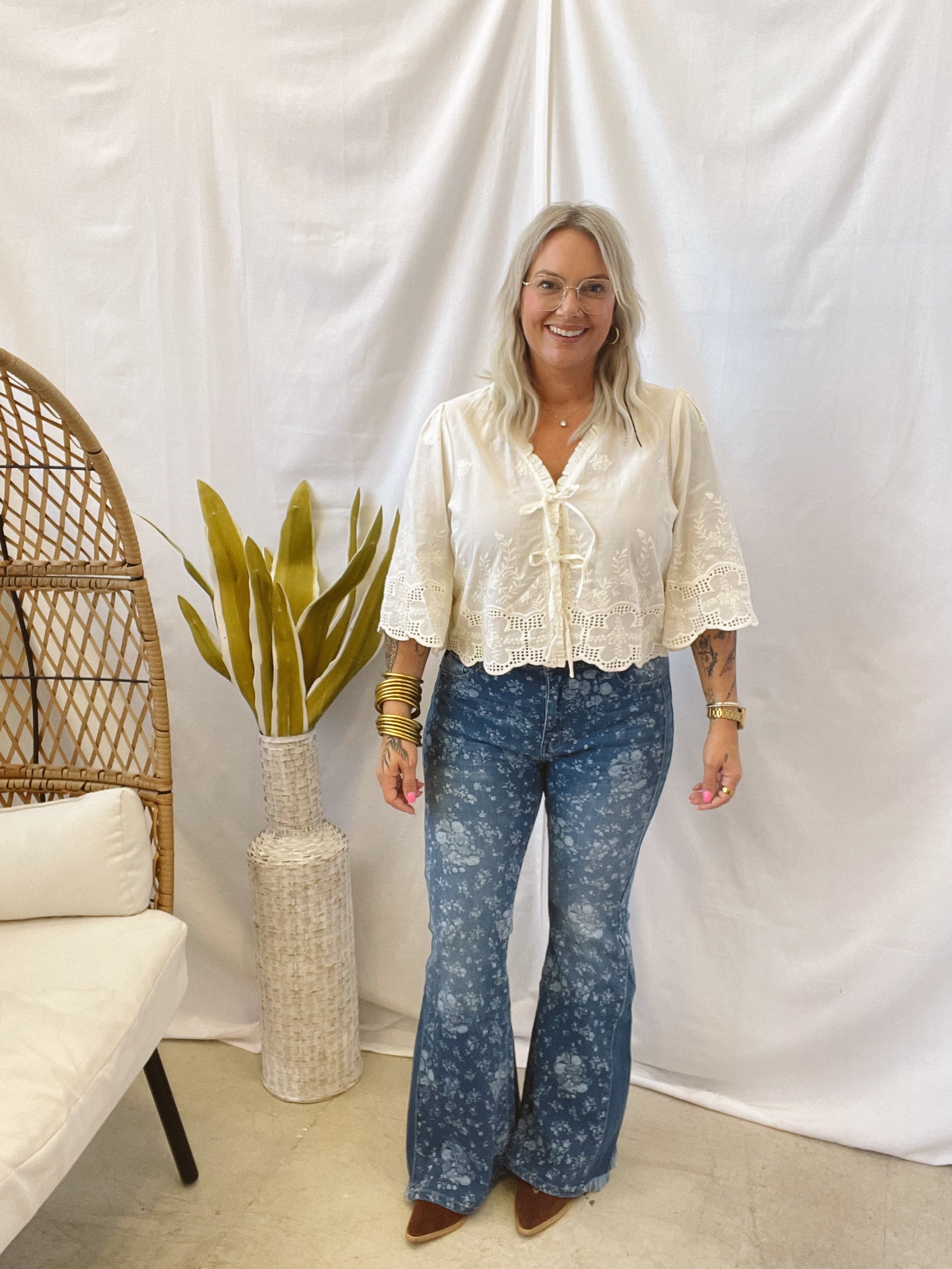 Kancan Floral Flare Jeans-Jeans-Kancan-The Silo Boutique, Women's Fashion Boutique Located in Warren and Grand Forks North Dakota