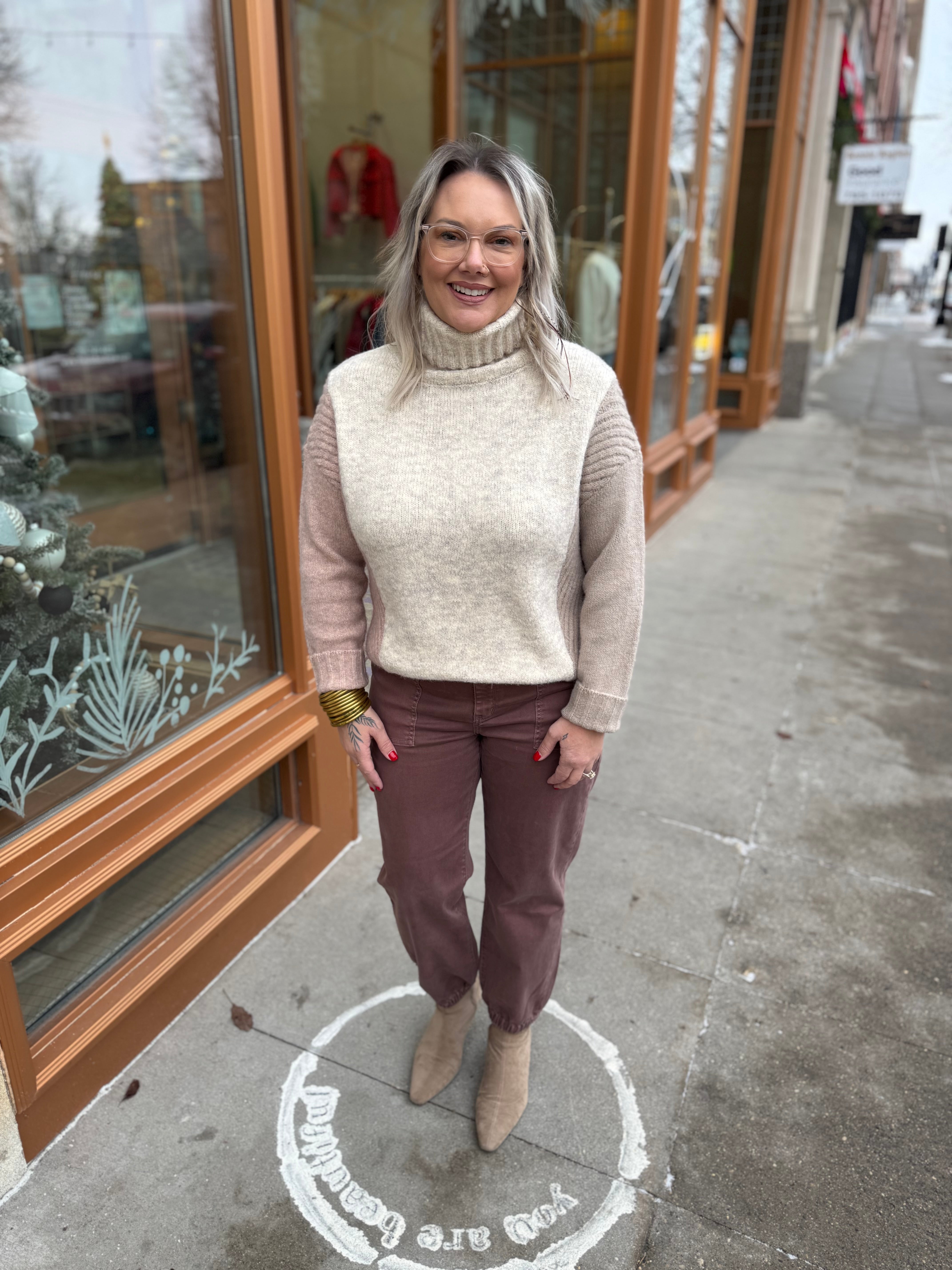 Mica Brown Jogger-Jeans-mica-The Silo Boutique, Women's Fashion Boutique Located in Warren and Grand Forks North Dakota