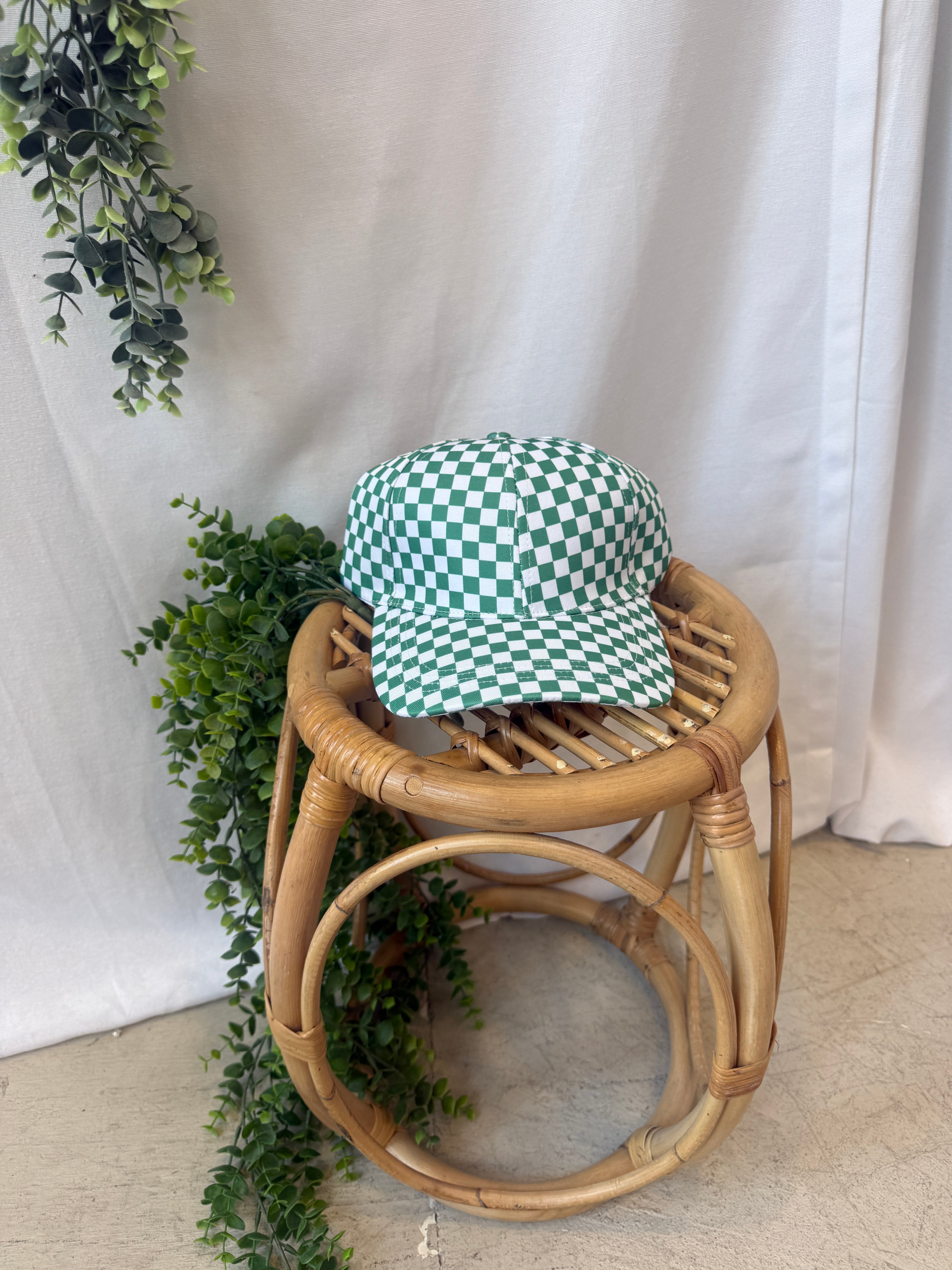 Zen Checkered Hat-Green-Hats-Zenana-The Silo Boutique, Women's Fashion Boutique Located in Warren and Grand Forks North Dakota