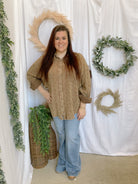 Drew Floral Gauze Top-Mocha-Long Sleeve Tops-Easel-The Silo Boutique, Women's Fashion Boutique Located in Warren and Grand Forks North Dakota