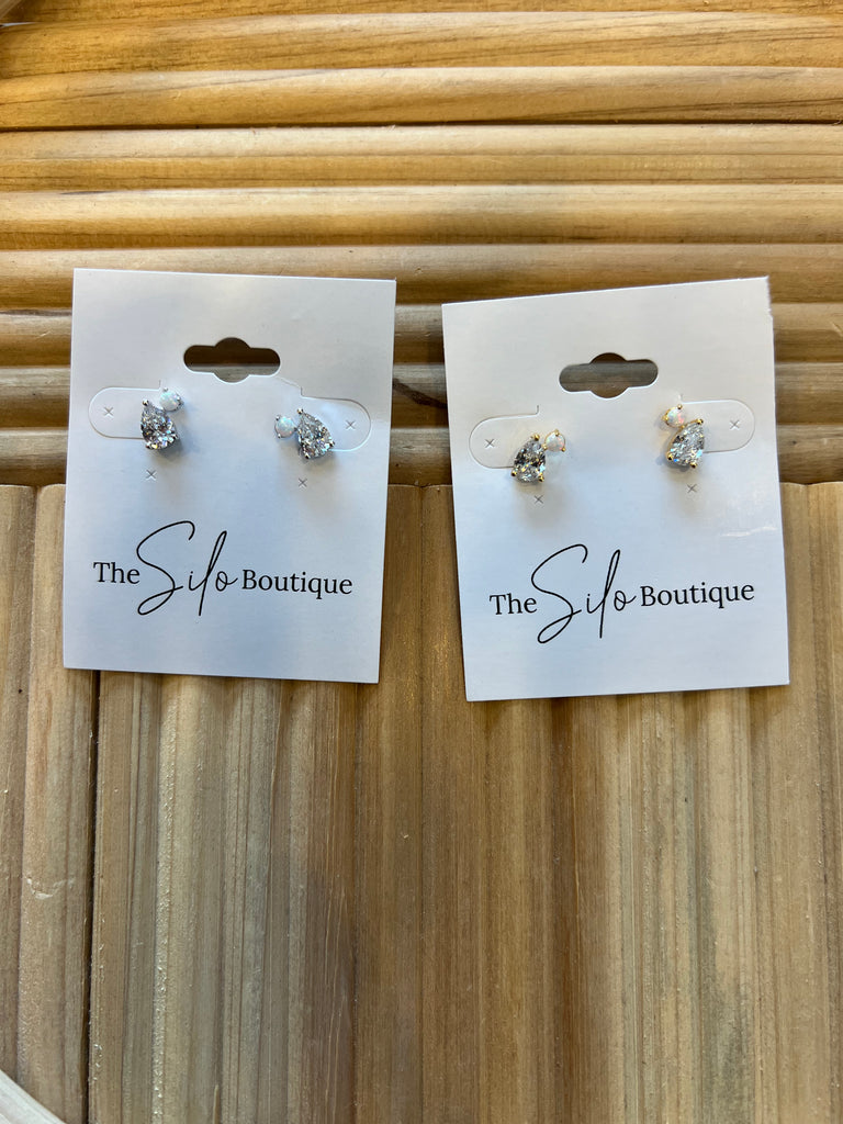 Fame Rhinestone Teardrop Stud Earrings-Earrings-Fame-The Silo Boutique, Women's Fashion Boutique Located in Warren and Grand Forks North Dakota