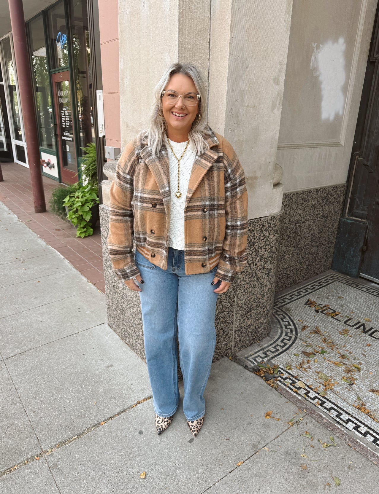 Camel Plaid Jacket-Coats & Jackets-mystree-The Silo Boutique, Women's Fashion Boutique Located in Warren and Grand Forks North Dakota