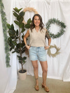 Judy Blue Light Wash Trouser Denim Shorts-Shorts-judy blue-The Silo Boutique, Women's Fashion Boutique Located in Warren and Grand Forks North Dakota