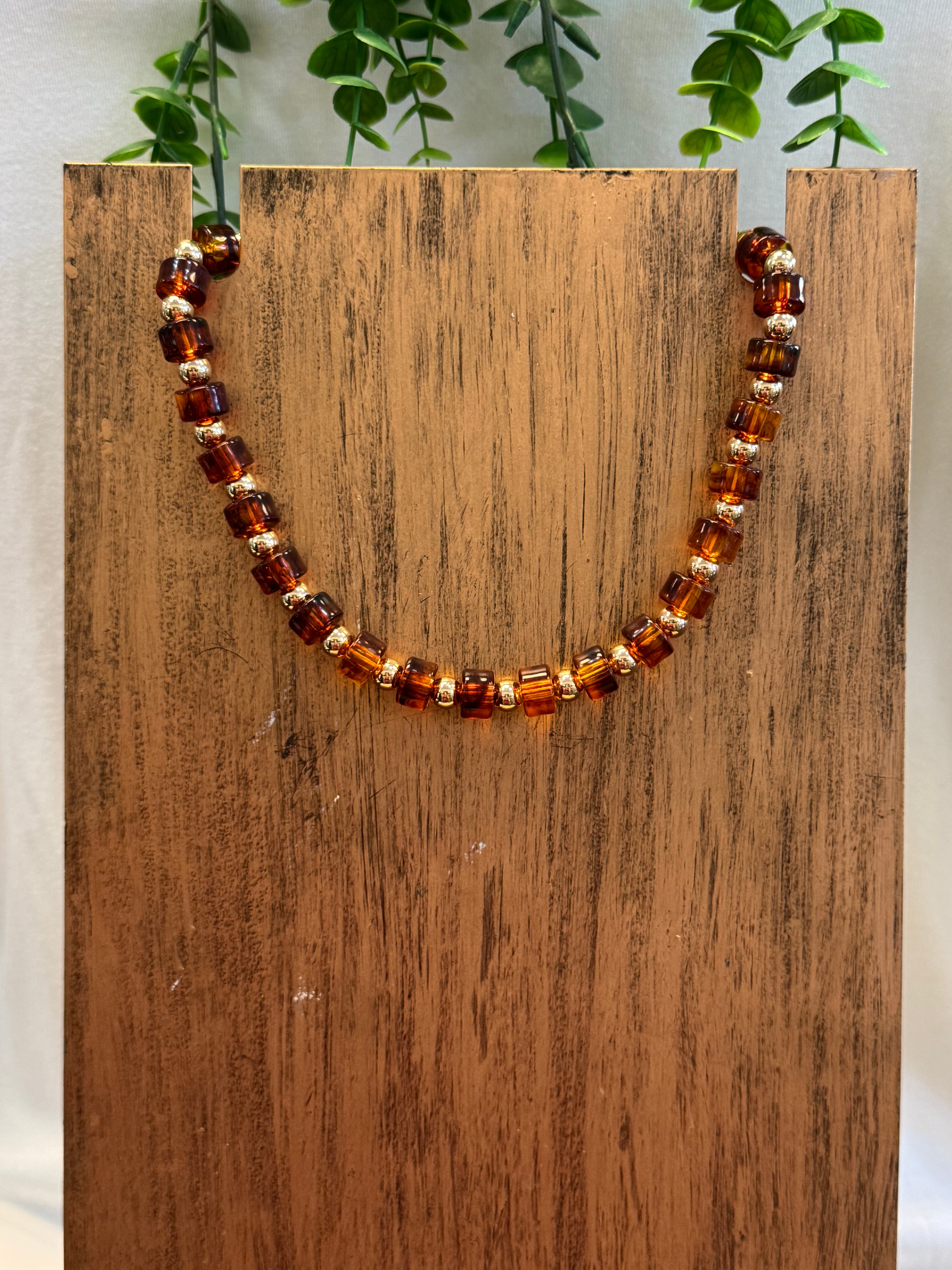 Brown Resin Magnetic Clasp Necklace-Necklaces-Dallas Market-The Silo Boutique, Women's Fashion Boutique Located in Warren and Grand Forks North Dakota